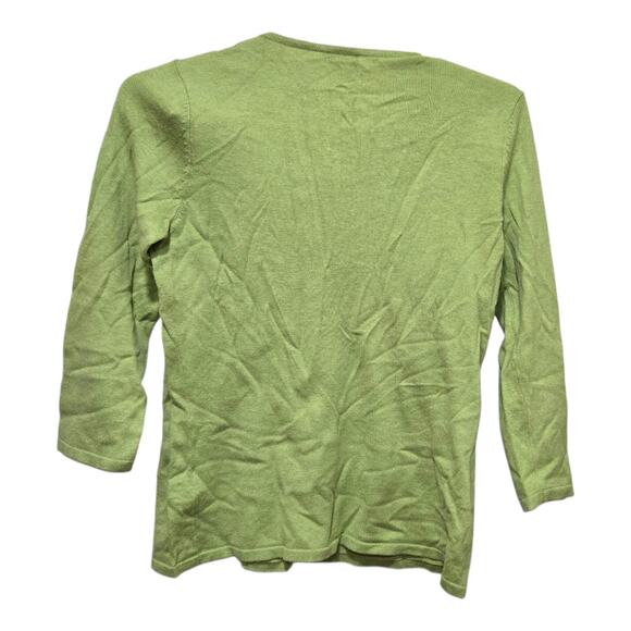 J. McLaughlin Size S Green Henley 3/4 Sleeve Button Top - Picture 2 of 9